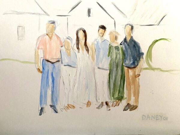 Family portrait, painted style.